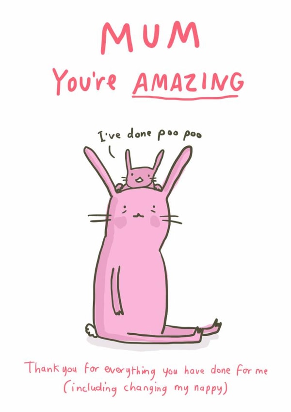 Cute Mother’s Day card - for new mums and to show appreciation - you’re amazing created by Sarah Ray