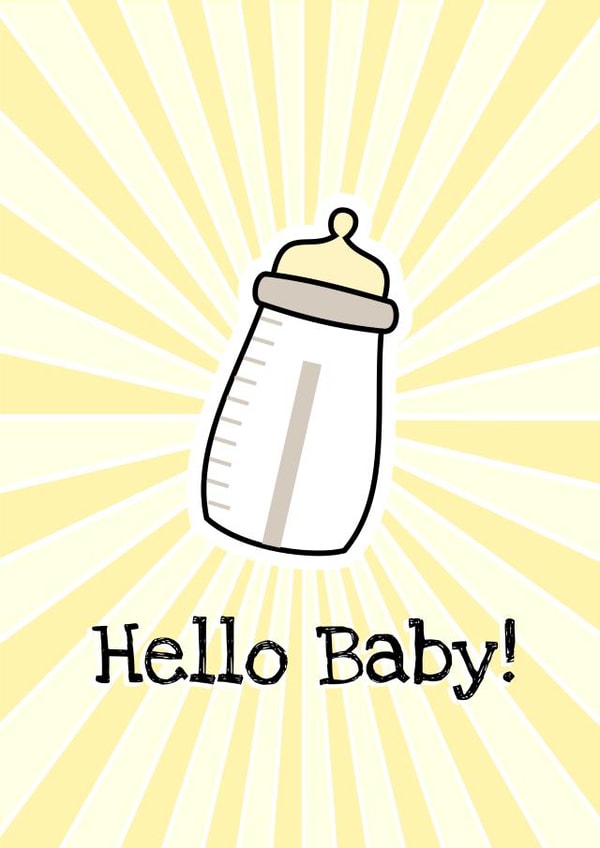 Unisex New Baby Card Yellow Baby Bottle created by Little Silverleaf