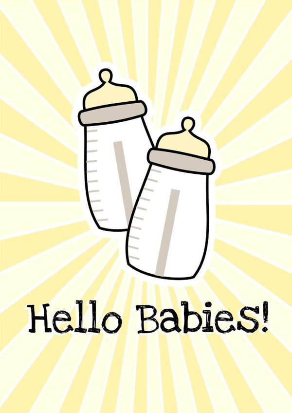 New Babies Multiple Births Card Yellow Baby Bottle created by Little Silverleaf