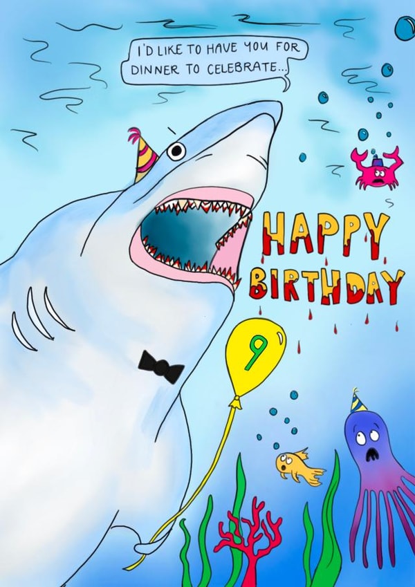 sea shark Birthday Card 16132 created by ALL Cards