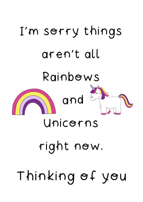 Rainbows Unicorns Thinking of you Card 15848 created by Helen Bicknell
