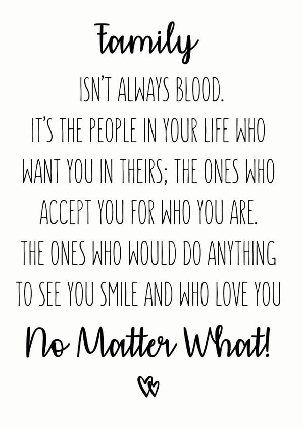 Heartfelt Typography Fathers Day Card / Mothers Day Card / Birthday Card - Family - Family Isn't Always Blood It's The People In Your Life Who Want You In Theirs created by The Monochrome Bow