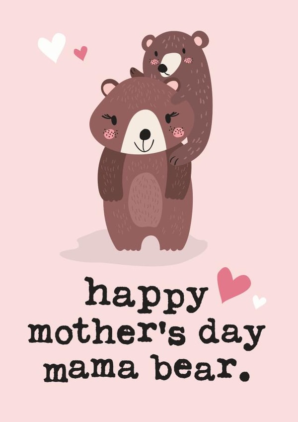 bear Female Mothers Day Card 6008 created by Mrs Best Paper Co.