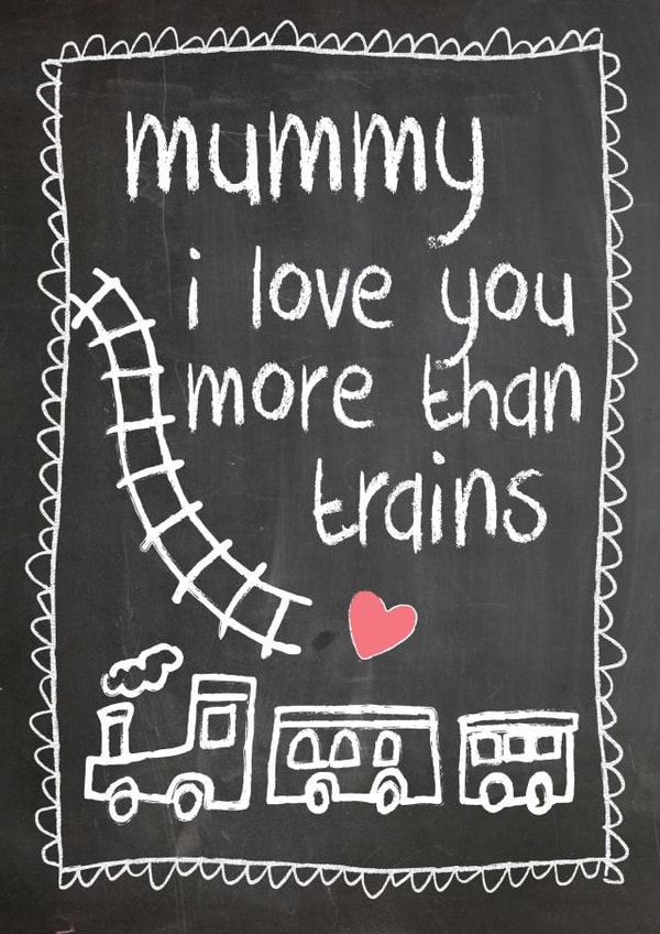 trains cute Mothers Day Card 15177 created by Mad Philomena