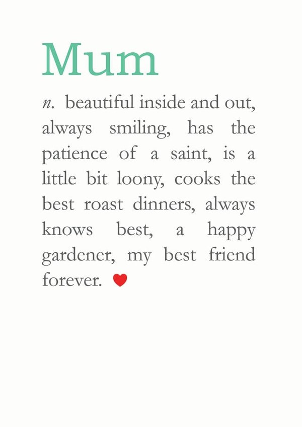 definition inside Mothers Day Card 30752 created by Bombus