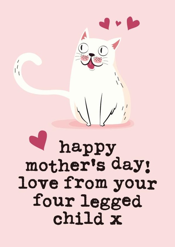 four legged cat Mothers Day Card 28329 created by Mrs Best Paper Co.
