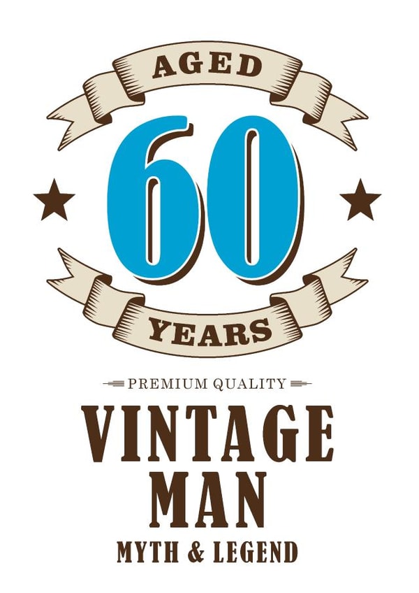 aged sixty Birthday Card 16667 created by Waffle & Faff