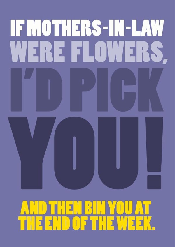 Funny tongue-in-cheek Mother's Day card for a mother-in-law created by Wordplay Design