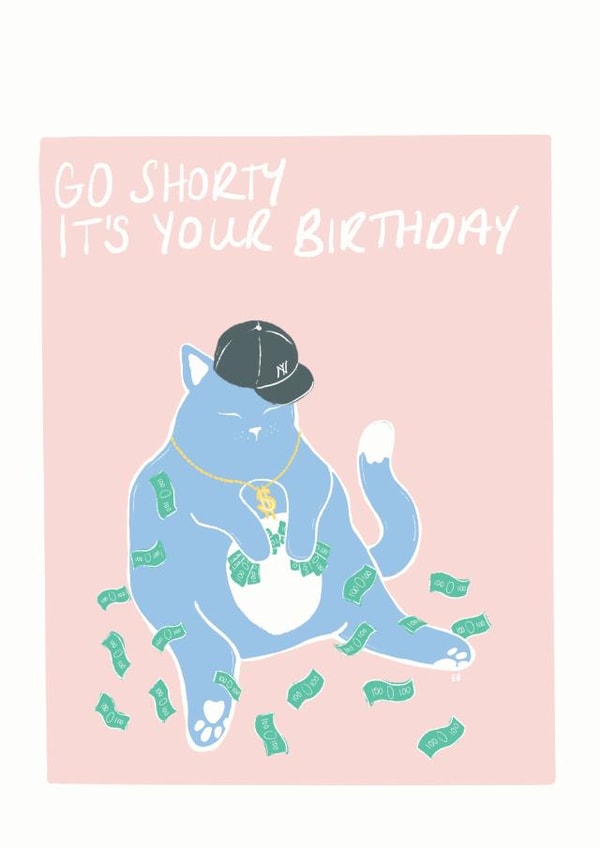 shorty baller Birthday Card 16622 created by That Fat Cat Illustration