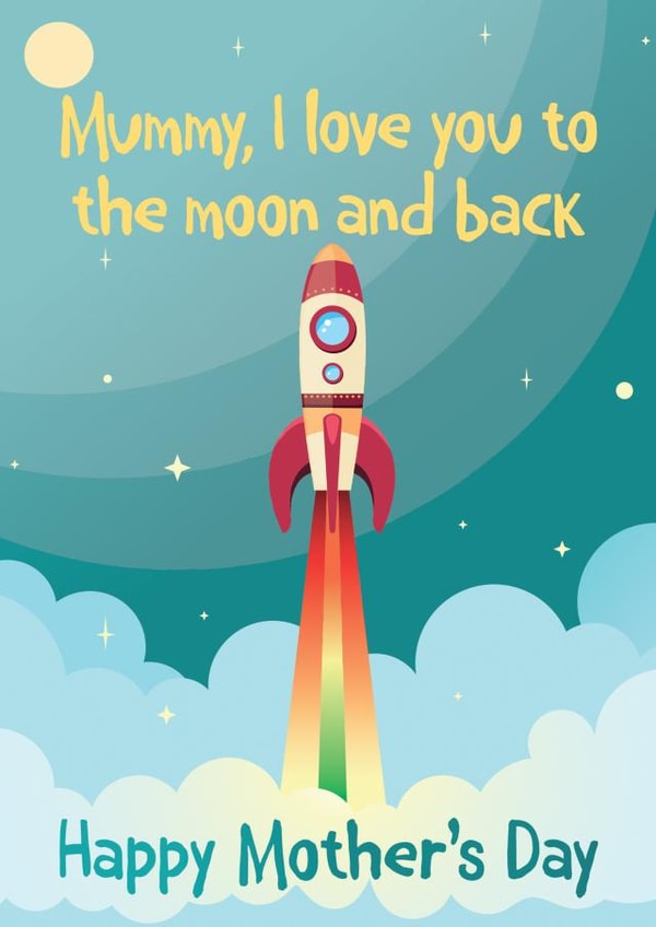 moon and back rocket Mothers Day Card 8633 created by Thirty Mussels
