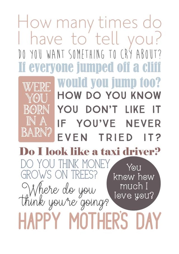 sayings taxi Mothers Day Card 41300 created by Elise Williams