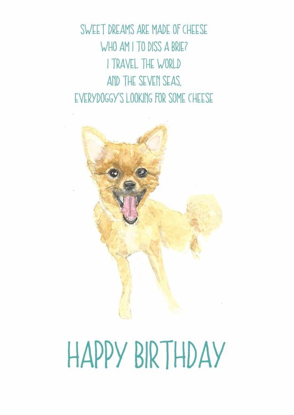 German spitz cheese Birthday Card 14177 created by Sarah Maddox