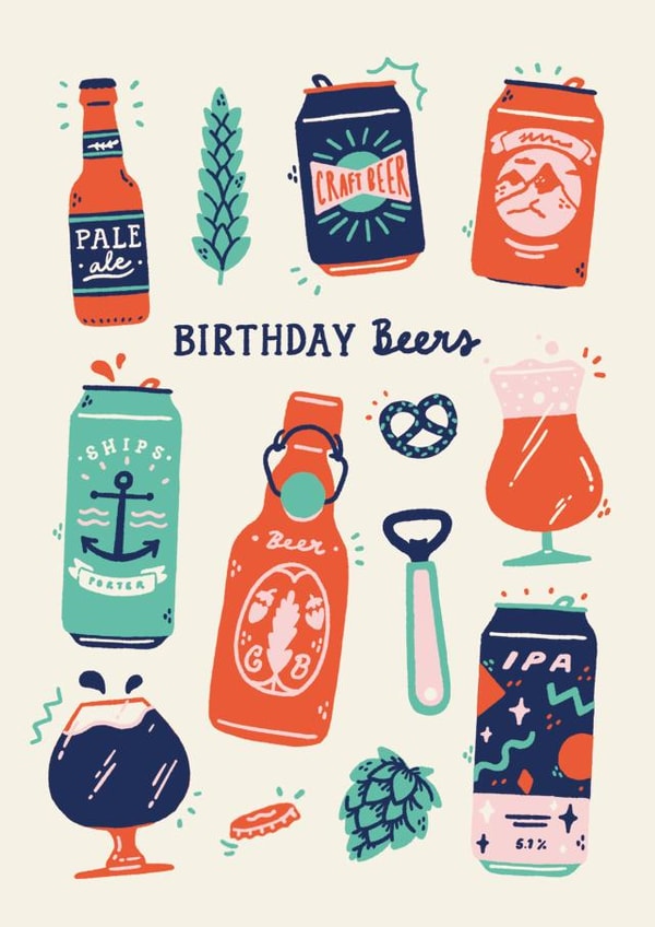 beers alcohol Birthday Card 11134 created by Sadler Jones