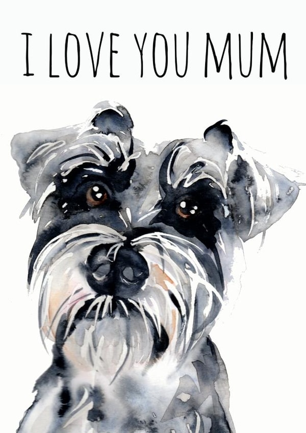 Schnauzer schnauser Mothers Day Card 1596 created by Jo Scott Art