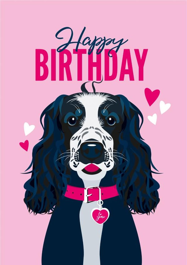 Cocker Spaniel Birthday Card from the Dog created by Diva Doodle Designs