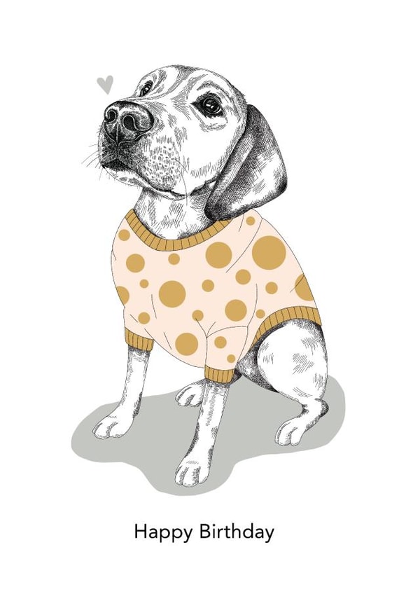 Retriever dog Birthday Card 8308 created by Dotty Dog Art