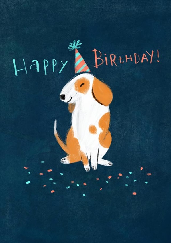 Children’s Cute Dog Party Hat Birthday Card created by Anne Berry
