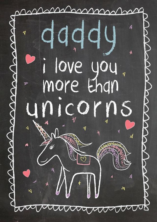 Cute Unicorn Fathers Day Card / Birthday Card - Daddy - Daddy I Love You More Than Unicorns created by Mad Philomena
