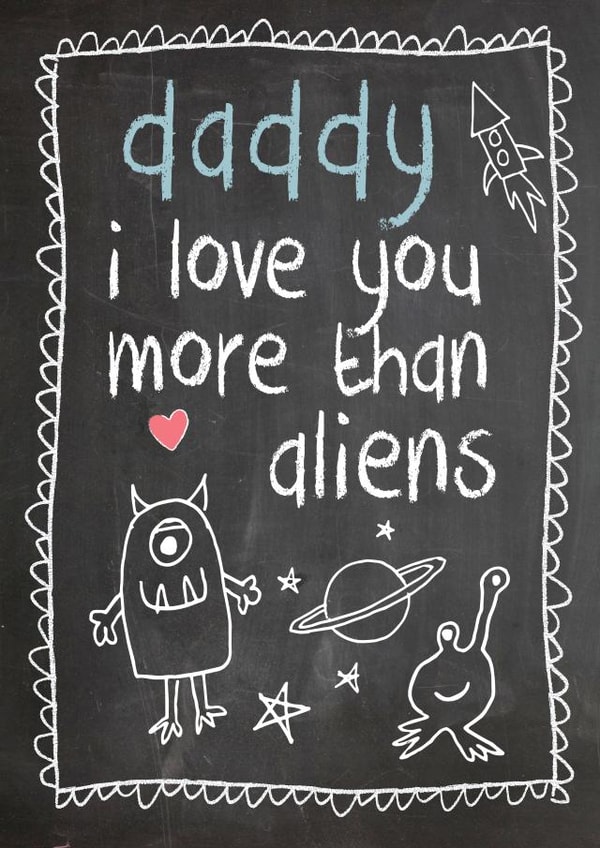 aliens chalkboard Father's Day Card 39347 created by Mad Philomena
