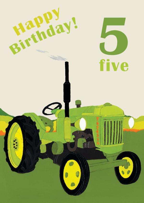 Age 5 birthday tractor card created by lovetractors