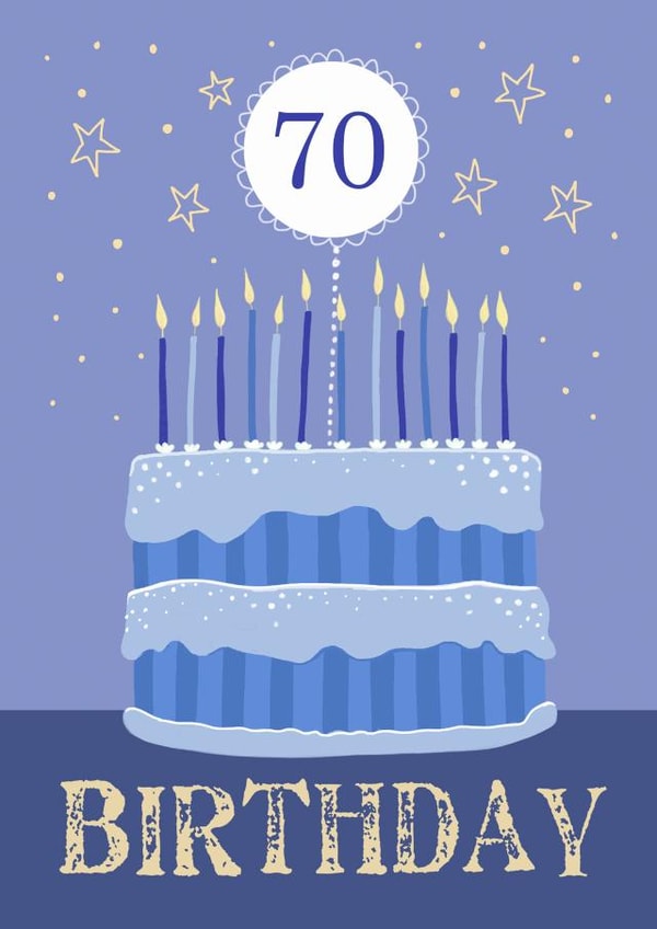 70th Birthday Modern Blue Cake Card created by Dale Simpson