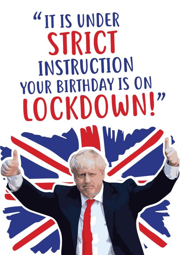 Lockdown instruction Birthday Card 33594 created by @linesbehind
