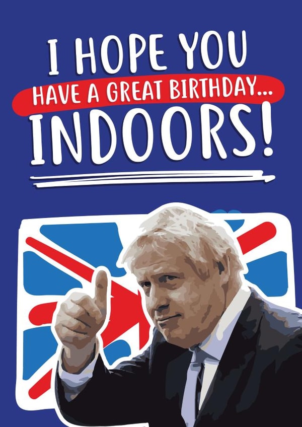 Boris Johnson themed birthday card created by @linesbehind