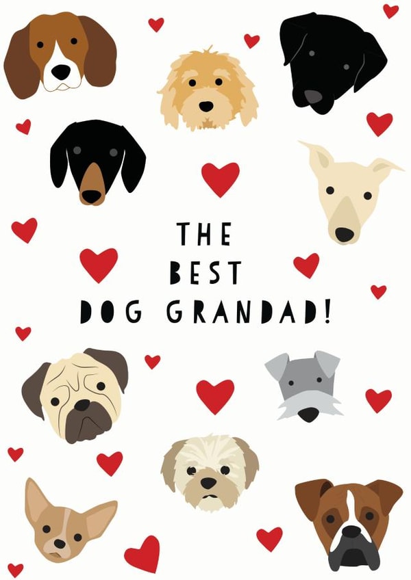 Cute Dog Grandad Fathers Day Card / Birthday Card - Grandad - Dogs - The Best Dog Grandad created by Heather Alstead Design LTD