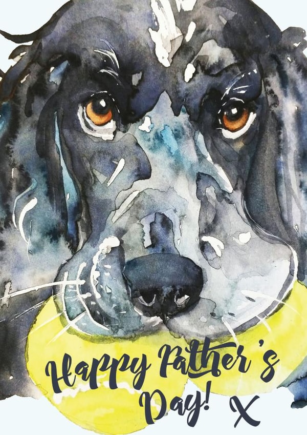 Cute Dad Dog Fathers Day Card - Spaniel - Tennis Balls - Happy Father's Day created by Jo Scott Art