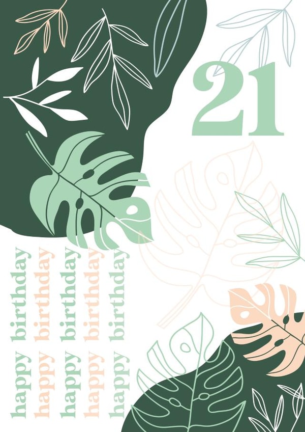 palm leaf Birthday Card 16903 created by YA DSGN