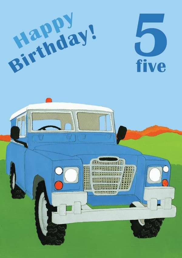 Age 5 birthday landrover card created by lovetractors