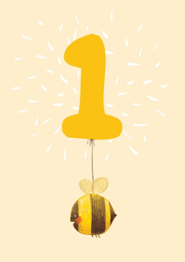 Cute Birthday Card - 1st - Bee created by The Grey Earl