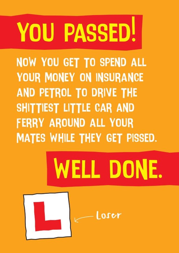 well done car license Congratulations Card 17264 created by Miss Anthrope