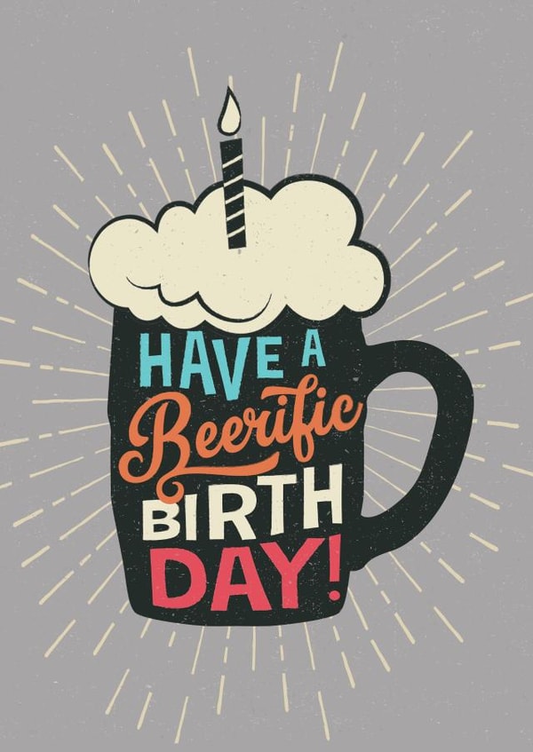 Retro Male Adult Beer Pun Birthday Card created by Emoticology Cards