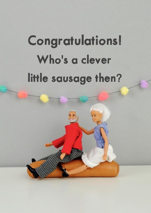 clever sausage Graduation Card 11565 created by Bold & Bright Cards