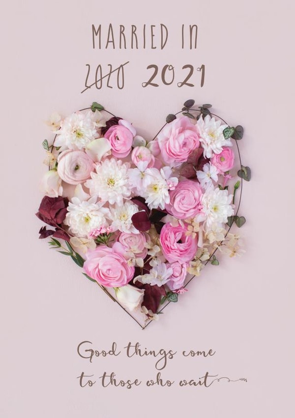 Floral wedding card for postponed date created by Love Lila Photography