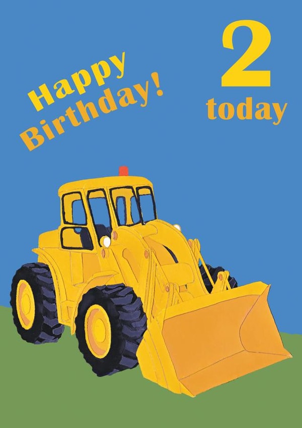 Age 2 birthday digger card created by lovetractors