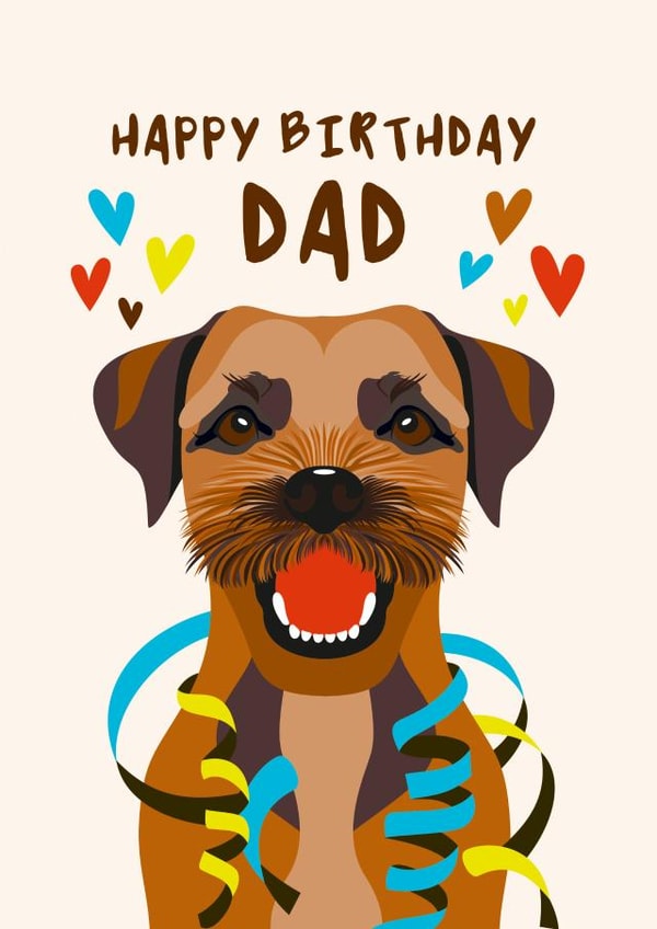 Border Terrier Birthday Card for Dad created by Diva Doodle Designs
