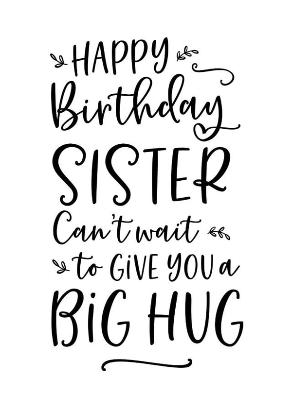 Big hug sister birthday card created by Percy & Pearl