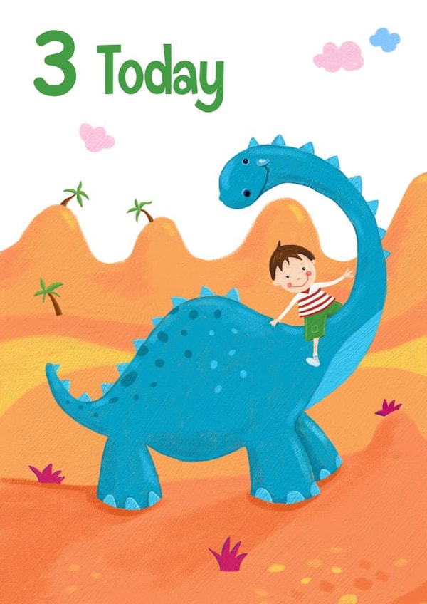 Children's Age 3 Dinosaur Boy Birthday Card created by Dale Simpson