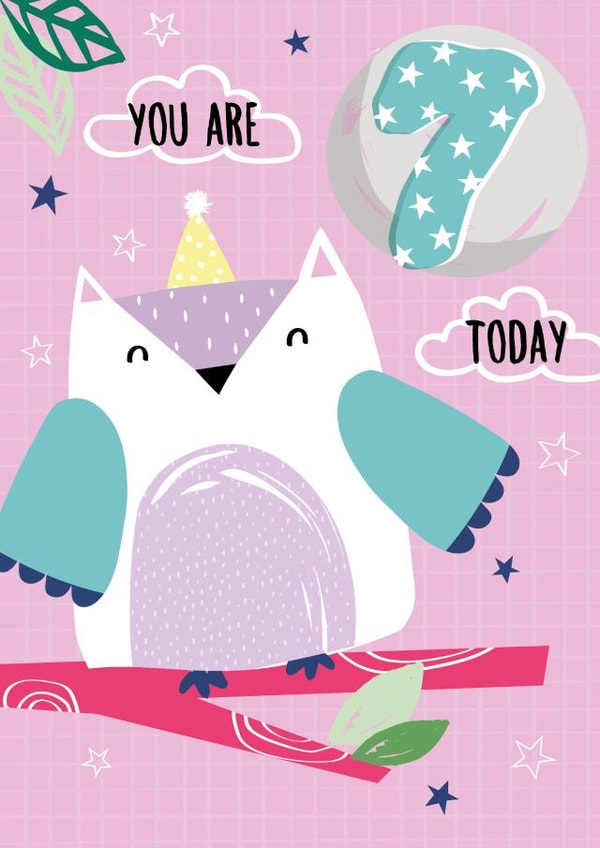 owl seventh Birthday Card 16445 created by Jessica Eyre
