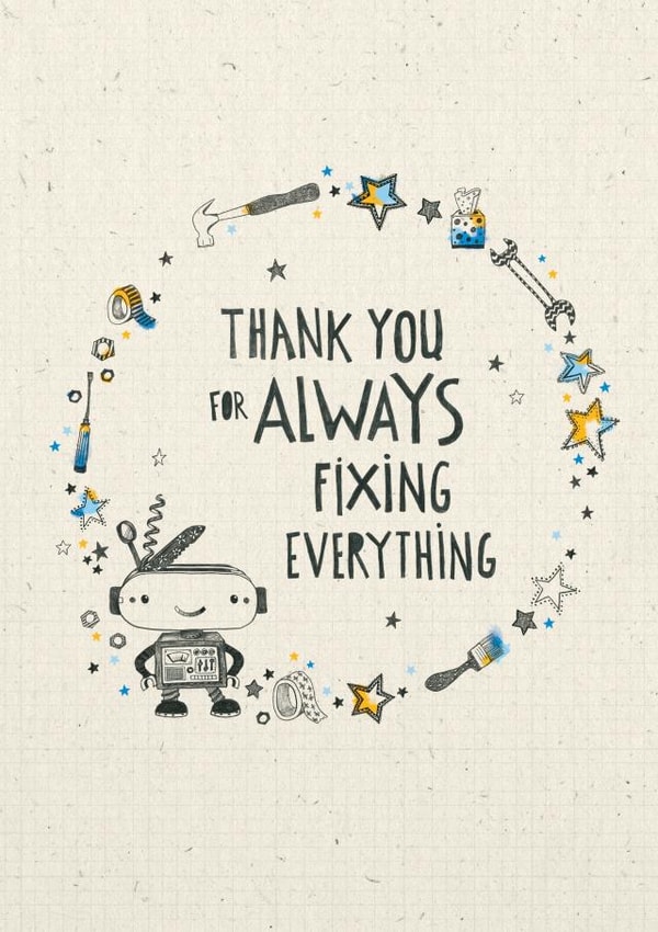 fixing robot Father's Day Card 3301 created by Cathy Haworth