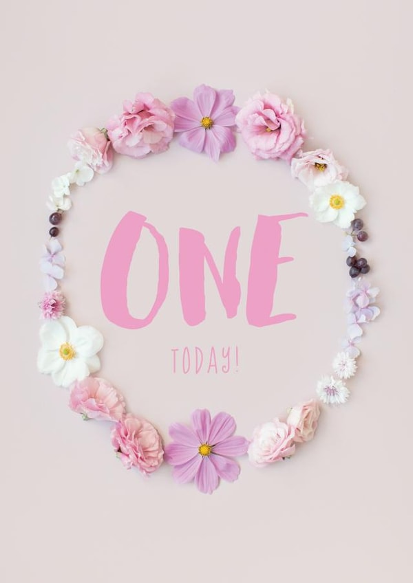 One today flowers 1st birthday card created by Love Lila Photography