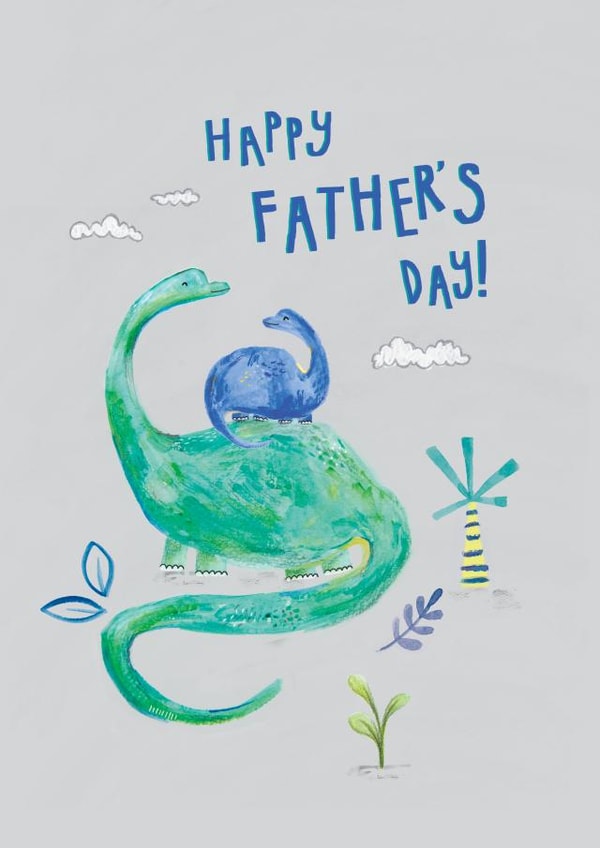Cute Dinosaurs Daddy and Son - Happy Father's Day created by Laura Pantony