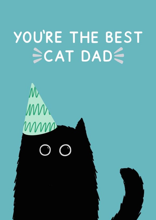 Cute Black Cat Card For Father's Day - Best Cat Dad created by Jeff and the Squirrel