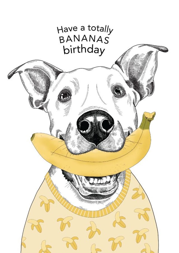 dogs bananas Birthday Card 8314 created by Dotty Dog Art