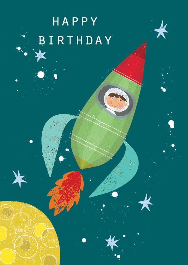 birthday card - spaceman - happy birthday - cute and funny created by Kali Stileman