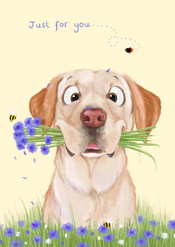 dog flowers Just because Card 1760 created by Katie Corrigan