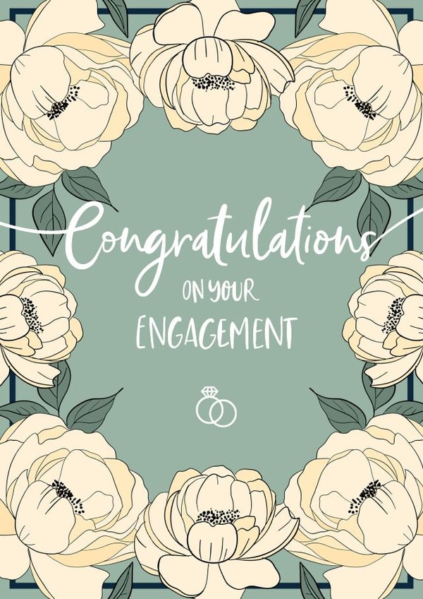 Floral engagement card in green and yellow created by Kamiya Chirodian