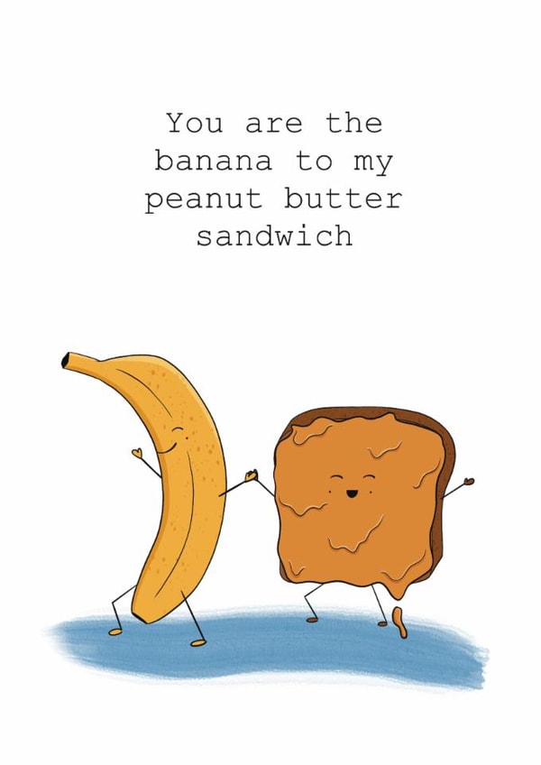 Cute illustrated banana anniversary or friendship card created by Noura Mokhtar